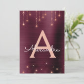 Rose Gold Burgundy Sparkle 16 . Geburtstag Geburts Einladung (Stehend Vorderseite)