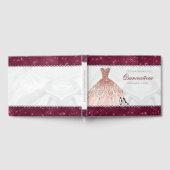 Rose Gold Burgundy Sparkle Glam Quinceañera Gästebuch (Voll)