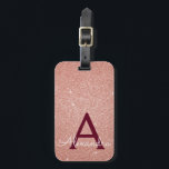 Rose Gold Burgundy Sparkle Glitzer Monogram Gepäckanhänger<br><div class="desc">Blush Pink - Rose Gold und Burgundy Sparkle Glitzer Monogram Name and Initial Luggage Tag. Diese Taschenmarke ist ideal für Zurück in die Schule,  Arbeit oder Reisen.</div>