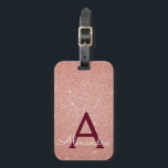 Rose Gold Burgundy Sparkle Glitzer Monogram Gepäckanhänger<br><div class="desc">Blush Pink - Rose Gold und Burgundy Sparkle Glitzer Monogram Name and Initial Luggage Tag. Diese Taschenmarke ist ideal für Zurück in die Schule,  Arbeit oder Reisen.</div>