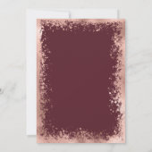 Rose Gold Burgundy Spritzer Glitzer Border Wedding Einladung (Rückseite)
