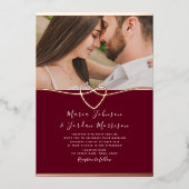 Rose Gold Burgundy Wedding Foil Einladung (Vorderseite)