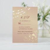 Rose Gold Burgundy Wedding RSVP Card (Stehend Vorderseite)