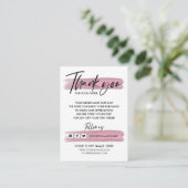 Rose Gold Business DANK HANDLETTERED QR CODE Begleitkarte (Stehend Vorderseite)