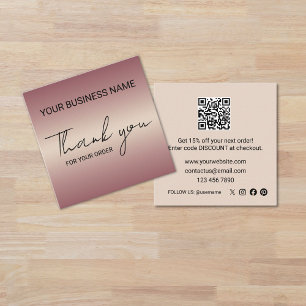 Rose Gold Business Danke  Quadratische Visitenkarte