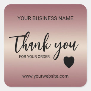 Rose Gold Business Danke Square Aufkleber