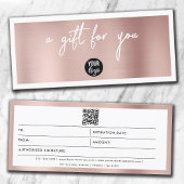 Rose Gold Business Logo QR Code Geschenkgutschein