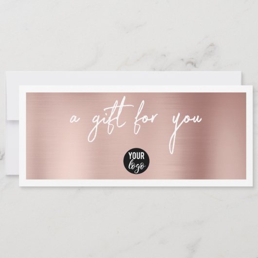Rose Gold Business Logo QR Code Geschenkgutschein (Rückseite)