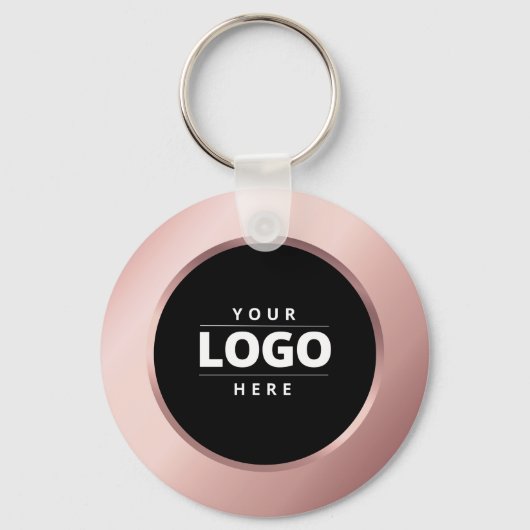 Rose Gold Business Logo QR Code Mitarbeiter Schlüs Schlüsselanhänger (Vorderseite)