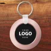 Rose Gold Business Logo QR Code Mitarbeiter Schlüs Schlüsselanhänger (Vorderseite)