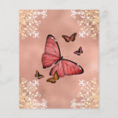 Rose Gold Butterfly Brautparty Flyer (Hinten)
