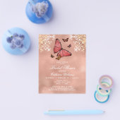 Rose Gold Butterfly Brautparty Flyer (Einzeln)