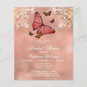 Rose Gold Butterfly Brautparty Flyer