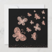 Rose Gold Butterfly Chic Moderne Quinceñera Einladung (Rückseite)