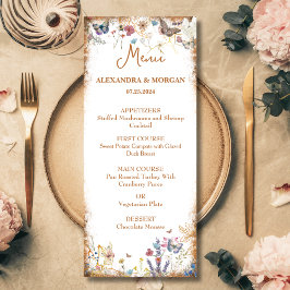 Rose Gold Butterfly Garden Flat Menu Menükarte