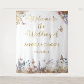 Rose Gold Butterfly Garden Hochzeit Hintergrund Wandteppich (Vorderseite)