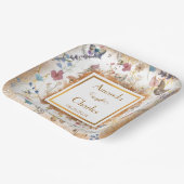 Rose Gold Butterfly Garden Wedding Pappteller (Gewinkelt)