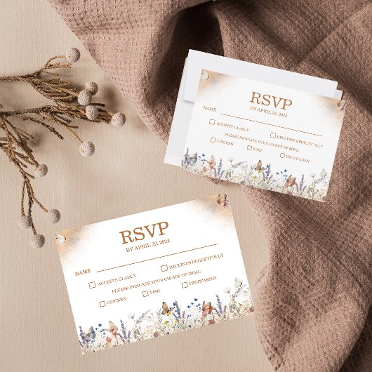 Rose Gold Butterfly Garden Wedding Response Card RSVP Karte