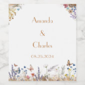 Rose Gold Butterfly Garden Wedding Weinetikett (Einzelnes Label)