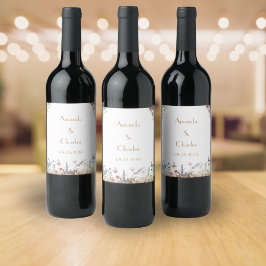 Rose Gold Butterfly Garden Wedding Weinetikett