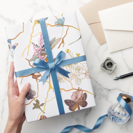 Rose Gold Butterfly Garden Wrapping Paper Geschenkpapier (Schenken)