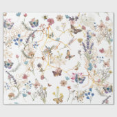 Rose Gold Butterfly Garden Wrapping Paper Geschenkpapier (Flach)