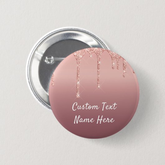Rose Gold Button Glitzer Tropfen - Benutzerdefinie (Vorne & Hinten)
