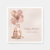 Rose Gold Cake 75. Geburtstag Serviette (Vorderseite)