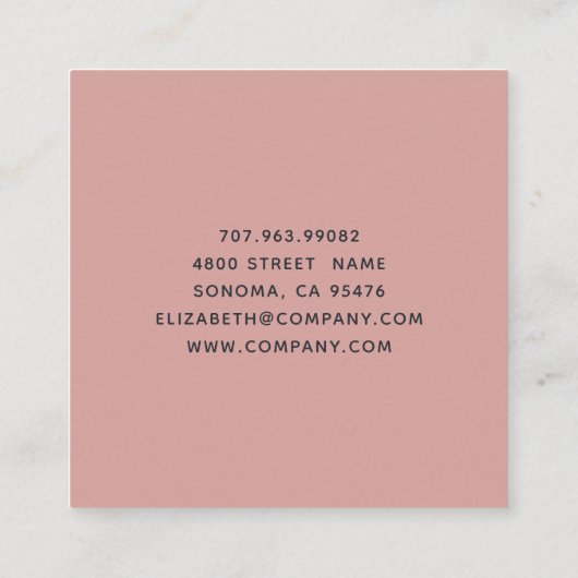 Rose Gold Cake Bäckerei Konditorei Koch Quadratische Visitenkarte (Rückseite)