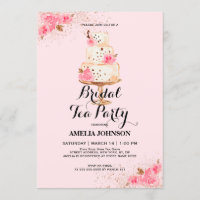 Rose Gold Cake Tea Party Bridal Dusche Einladung
