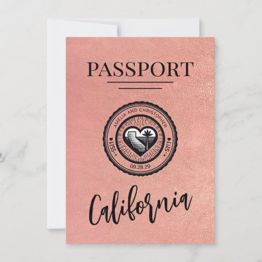 Rose Gold California Pass Save the Date (Vorderseite)