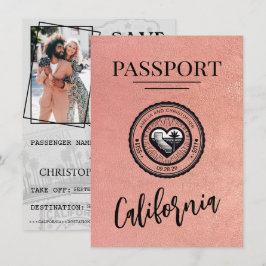 Rose Gold California Pass Save the Date