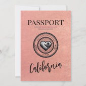 Rose Gold California Passport Wedding Einladung (Rückseite)