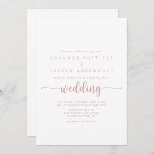 Rose Gold Calligrafy Wedding   Einladung
