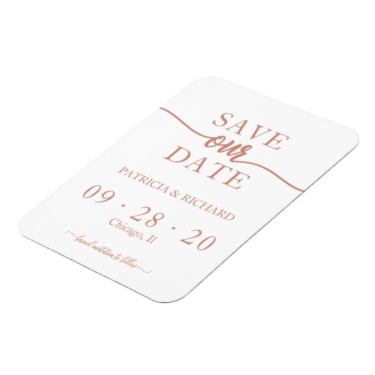 Rose Gold Calligrafy Wedding Save the Date Magnet (Linke Seite)