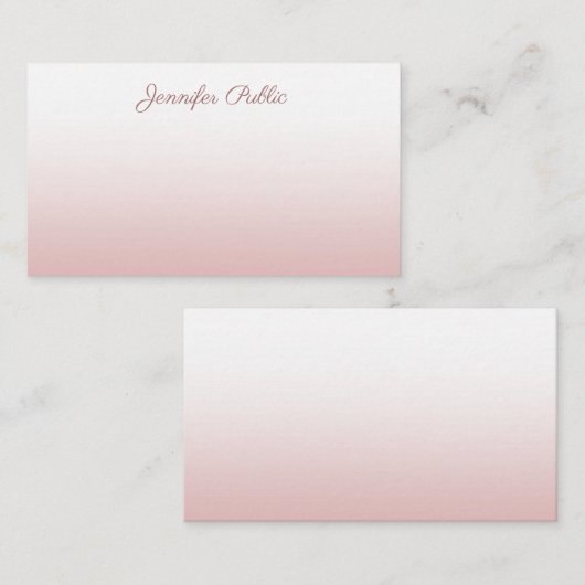 Rose Gold Calligraphierte Skriptvorlage Mitteilungskarte (Vorne/Hinten)