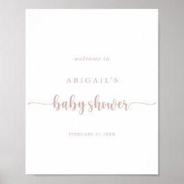 Rose Gold Calligraphy Baby Dusche Willkommen Poster