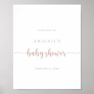 Rose Gold Calligraphy Baby Dusche Willkommen Poster