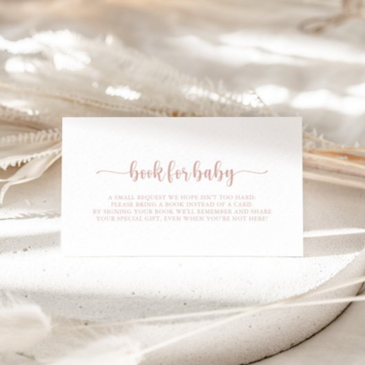 Rose Gold Calligraphy Baby Shooting Book Request Begleitkarte