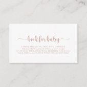 Rose Gold Calligraphy Baby Shooting Book Request Begleitkarte (Vorderseite)
