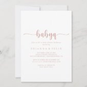 Rose Gold Calligraphy BabyQ Baby Shower Barbecue Einladung (Vorderseite)