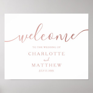 Rose Gold Calligraphy Begrüßungspapier Poster