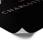 Rose Gold Calligraphy Black Begrüßungspapier Poster (Ecke)