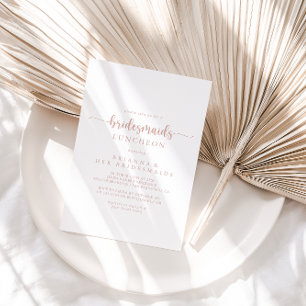 Rose Gold Calligraphy Bridesmaids Luncheon Dusche Einladung
