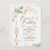 Rose Gold Calligraphy Floral Brautparty Einladung (Vorne/Hinten)
