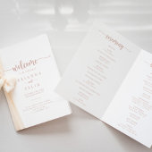 Rose Gold Calligraphy Folded Wedding Program Programm