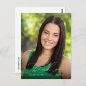 Rose Gold Calligraphy Foto Abschluss Vielen Dank Postkarte (Vorne/Hinten)