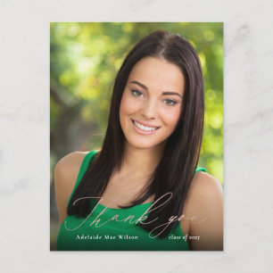 Rose Gold Calligraphy Foto Abschluss Vielen Dank Postkarte