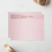 Rose Gold Calligraphy Handschrift Name Template Mitteilungskarte (Vorderseite/Rückseite Beispiel)