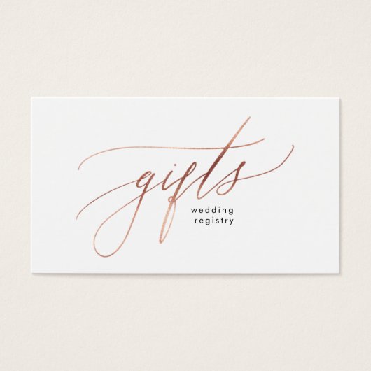 Rose Gold Calligraphy Modern Wedding Gift Registry (Vorderseite)